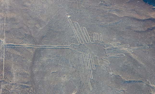 One of the Nazca Lines in Peru said to represent a hermit, a type of hummingbird.