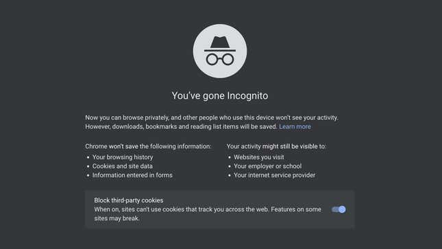 Image for article titled Does Texas' Idiot Attorney General Have a Point About Chrome's Incognito Mode?