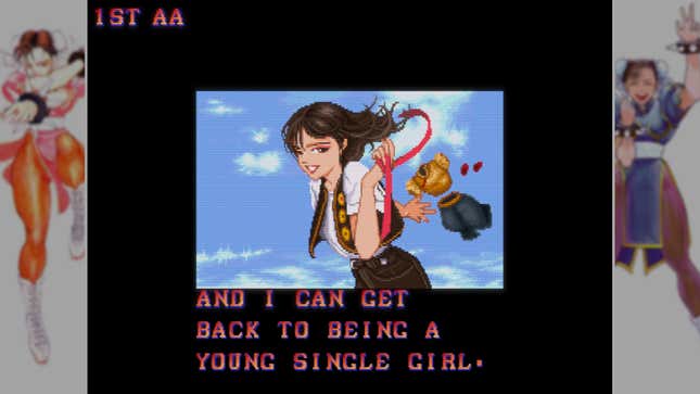 In her Street Fighter II ending Chun-Li seeks to return to a more normal life.