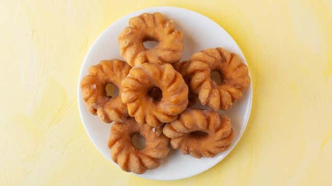 Crullers on plate