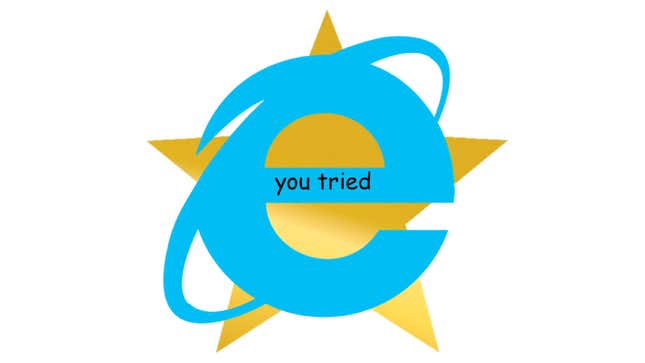 A meme edit of the "you tried" star with the Internet Explorer logo