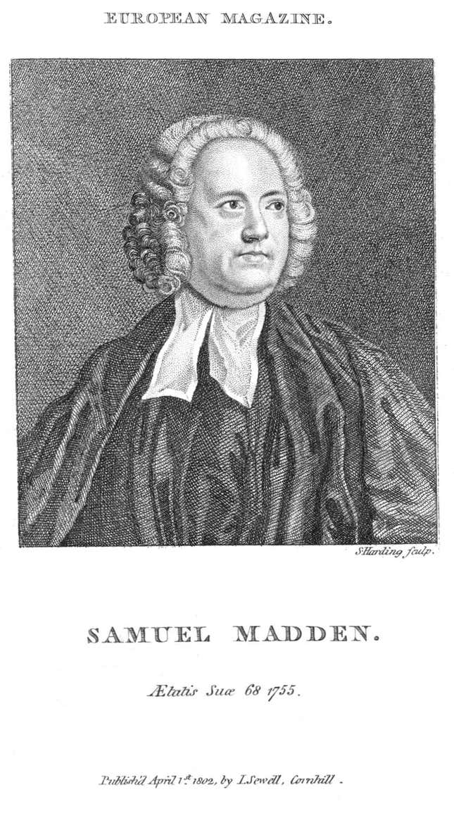 Portrait of Samuel Madden by Silvester Harding.