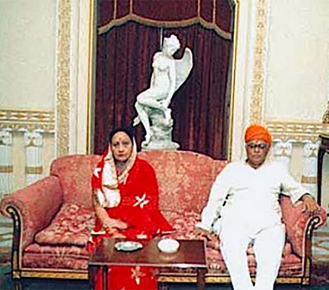 Maharawal Virendrasinhji Natwarsinhji Chauhan and his wife.