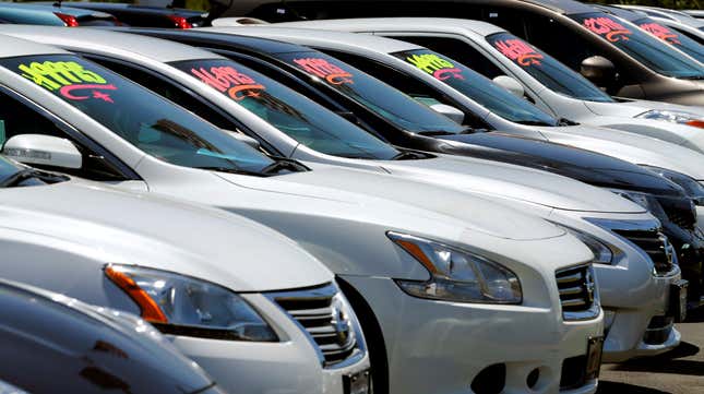 Automobiles are shown for sale at a car dealership in Carlsbad, California, U.S. May 2, 2016.