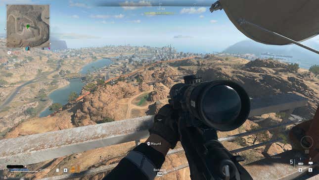 A player looks out at Al Mazrah in Call of Duty DMZ.