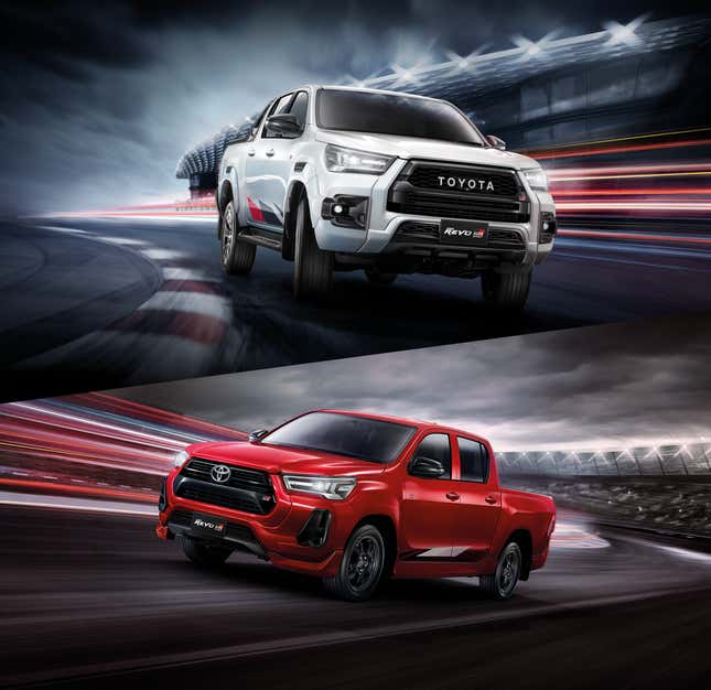 Image for article titled Toyota's Super GT-Inspired Rear-Wheel-Drive 'Lo-Floor' Hilux Is The Weirdest Truck You'll See All Week