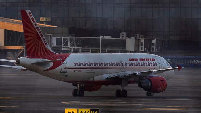 An Air India plane is ready to take off from Chhatrapati Shivaji Maharaj International Airport in Mumbai, India, Thursday, Jan. 27, 2022.