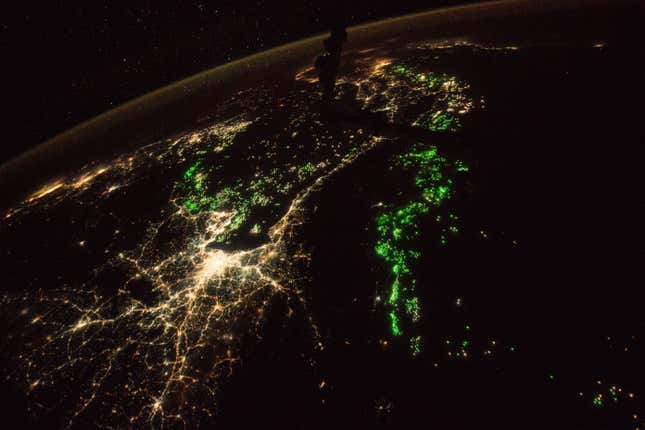 The full image. The brightest glowing region is Bangkok.