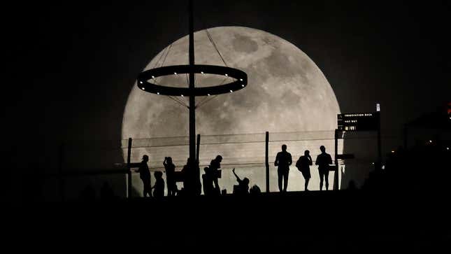 The Super Blue Moon rises in Singapore on August 30, 2023. 