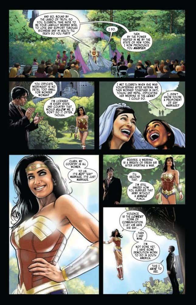 Image for article titled “It’s not ‘gay’ marriage”—why Wonder Woman and other comics tell strong political stories