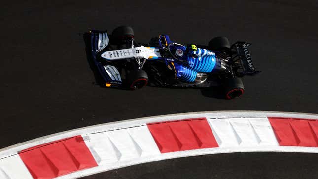 A photo of Nicholas Latifi racing his Williams in Abu Dhabi.