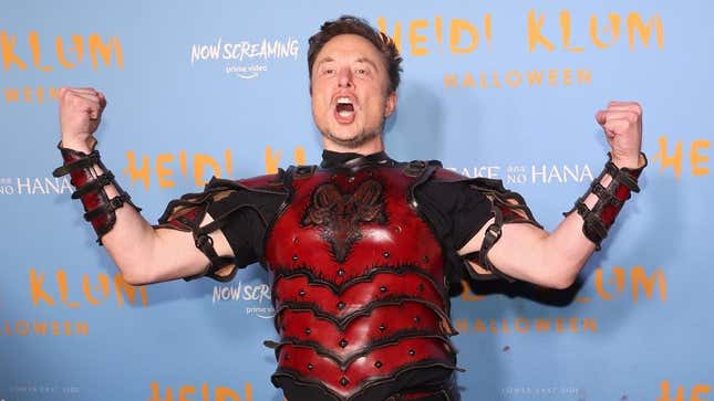 Elon Musk poses in costume at Heidi Klum's Halloween party.