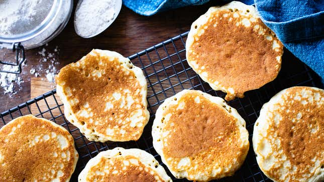 Pancakes on a cooling rack.