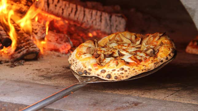pizza in wood fired oven