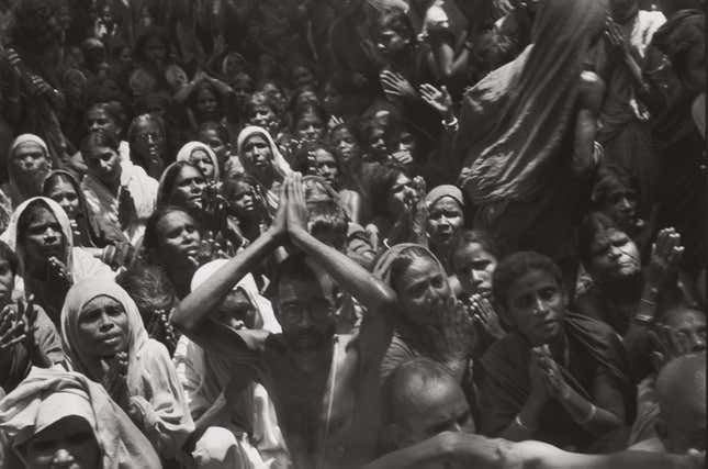 Funeral of the Bhagwan Sri Ramana Maharshi, Tiruvannamalai, India, 1950.