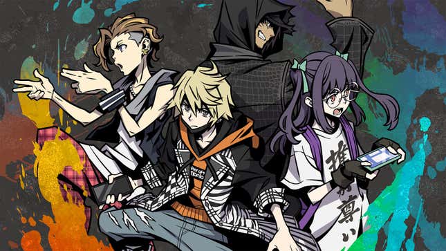 Art from Neo: The World Ends With You showing off the four main characters. 