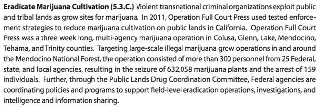 The reference to Mendocino county refers to the campaign against trespass grows that Sheriff Tom Allman spearheaded.