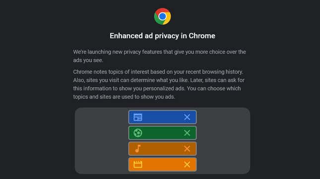 The Google Chrome Privacy Sandbox popup