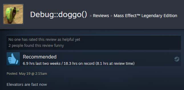Image for article titled Mass Effect: Legendary Edition, As Told By Steam Reviews