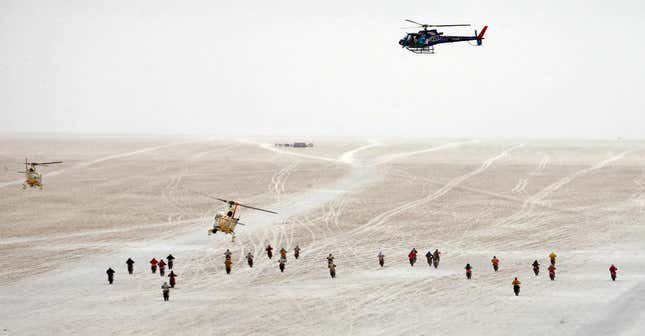Image for article titled Photos: The epic landscape of the Dakar Rally, seen from above