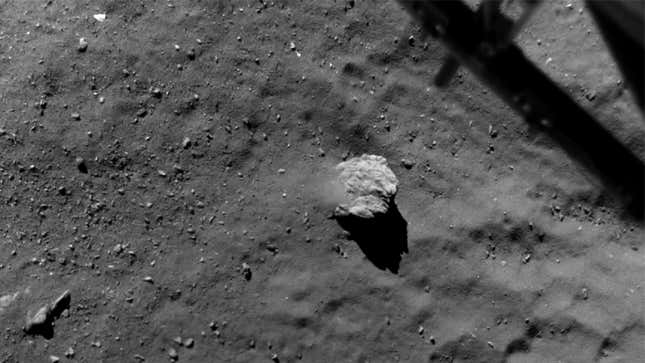 This image was taken by Philae’s Rosetta Lander Imaging System 48.5 meters above the Agilkia landing site.