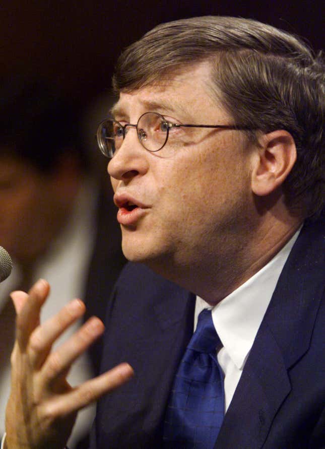 Bill Gates testifies to a panel of senators in 1999.