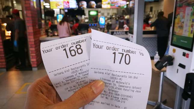fast food receipts