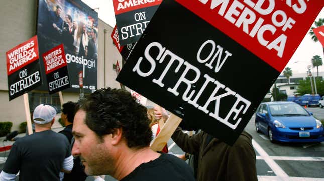 Photo from a WGA strike in Los Angeles in 2008. 