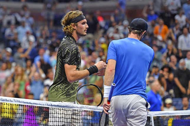 Stefanos Tsitsipas (l.) and Andy Murray