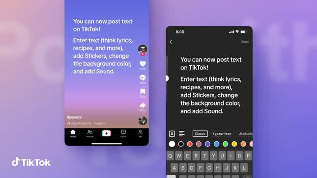 TikTok-Benutzer können jetzt Text auf ihrer Seite posten