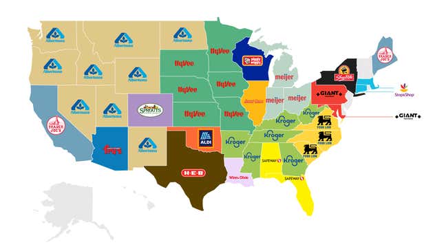 Map of America's favorite grocery stores by state