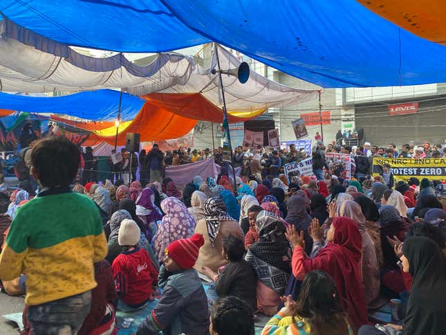 The woman protesters at Delhi’s Shaheen Bagh.