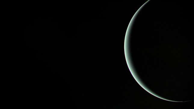 An image of Uranus taken by the Voyager space probe. 