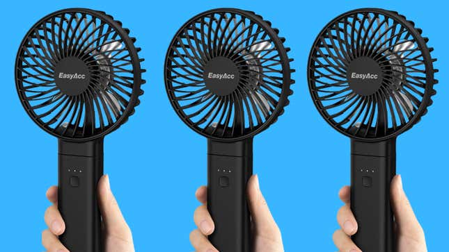 A product image of a handheld fan from Amazon