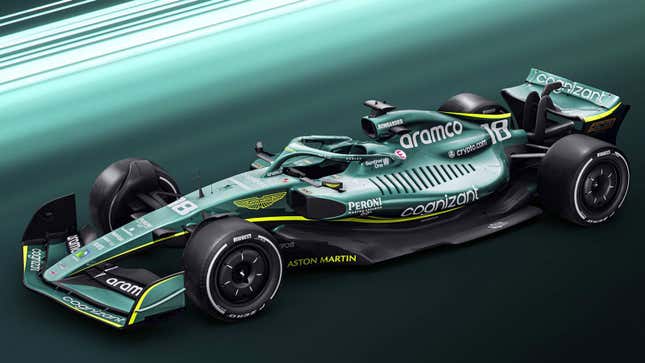 A render of the 2022 Aston Martin F1 car.
