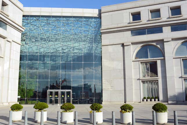 The atrium at the Thurgood Marshall Federal Judiciary Center.