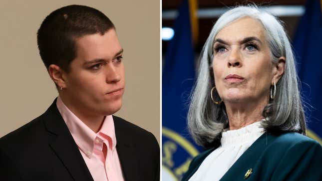 Left: Riley Dowell. Right: Their mom, House Minority Whip Katherine Clark (D-Mass.)