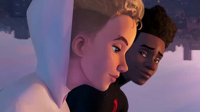 Miles Morales and Gwen Stacy in Spider-Man: Across the Spider-Verse. 