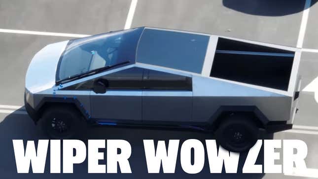 Image for article titled Tesla Cybertruck Spotted With Hilariously Huge Windshield Wiper