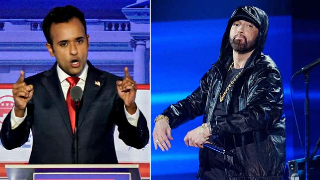 Image for article titled Eminem Just Told Vivek Ramaswamy to Stop Trying to Rap His Songs