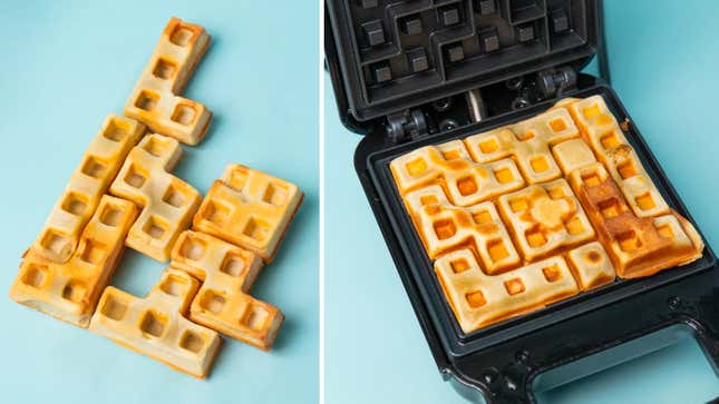 Image for article titled Gift Me This Waffle Maker That Makes Tetris Pieces That Disappear Without Any Stacking