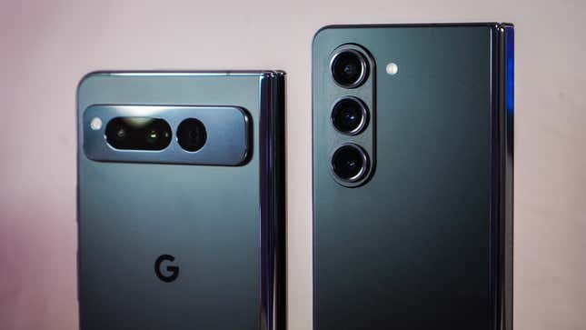 A photo of the Z Fold 5 and Pixel Fold