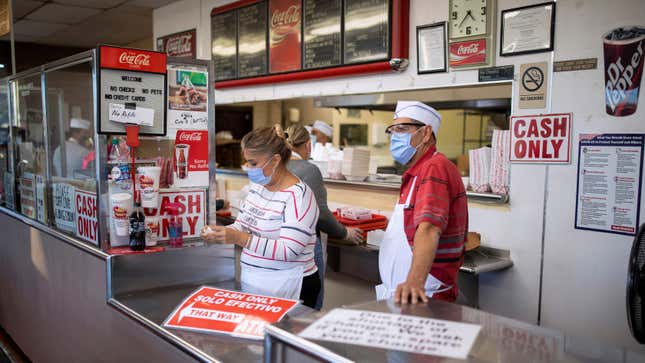 Resturant workers are seen inside one of the city's most popular restaurants amid the coronavirus disease (COVID-19) outbreak, in El Paso, Texas.