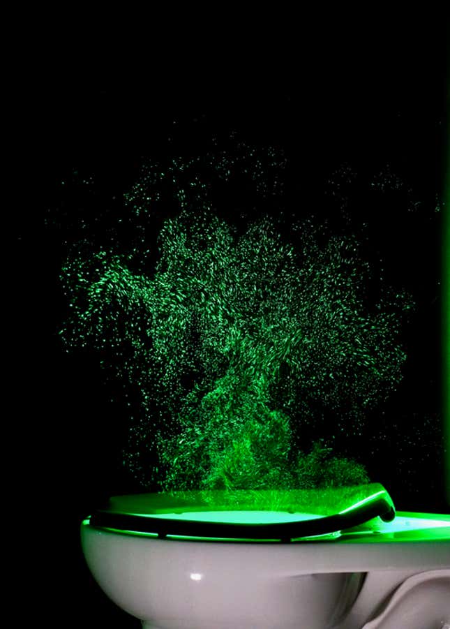 Image for article titled Scientists Capture the Spray From a Flushing Toilet in All Its Disgusting Glory