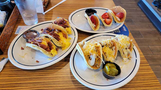 Image for article titled IHOP’s New Pancake Tacos Make a Bland Sort of Sense