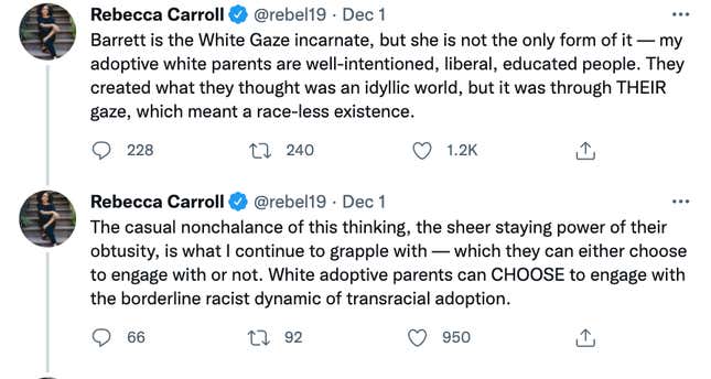 Image for article titled 'A Microcosm of America': Rebecca Carroll on Trauma, Amy Coney Barrett and the Tangled Web of Transracial Adoption