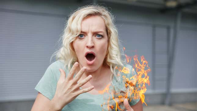Image for article titled ‘Well, Why Did I Get Vaccinated Then?’ Screams Burning Woman After Realizing She Can Still Catch Fire