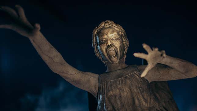 A Weeping Angel shows its true, terrifying face.