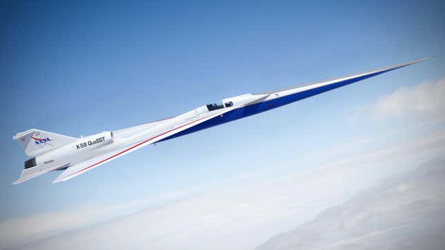 Imagen para el artículo titulado El avión X-59 de la NASA quiere abrir los cielos para más aviones supersónicos