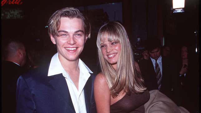 Leonardo DiCaprio and Kristen Zang at the Romeo &amp; Juliet premiere in 1996.